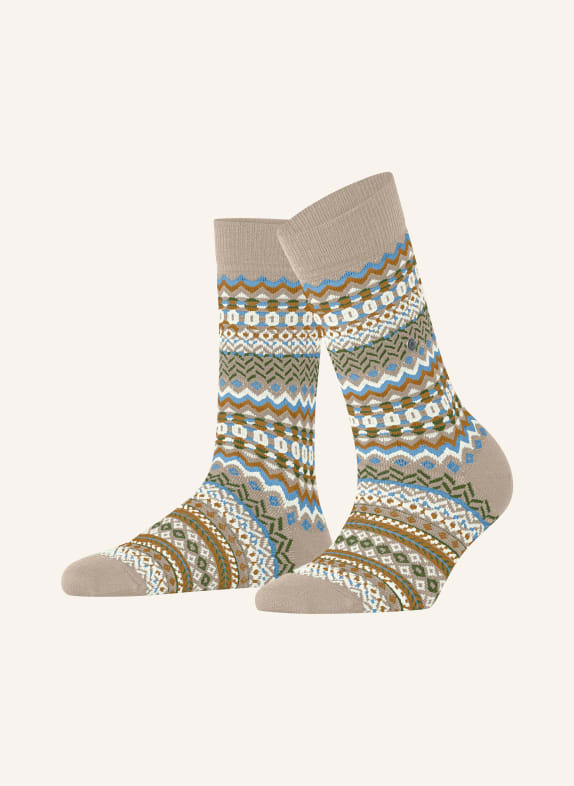 Burlington FAIR ISLE Socks 4360 CAFE LATTE