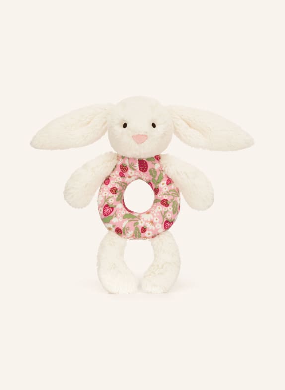 Jellycat Hochet en peluche BLOSSOM CREAM BUNNY BERRY CRÈME / ROSE / ROUGE