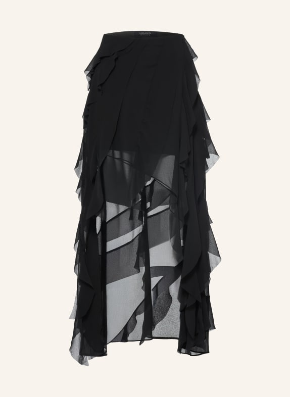 ALLSAINTS MELODY Skirt with Flounces BLACK