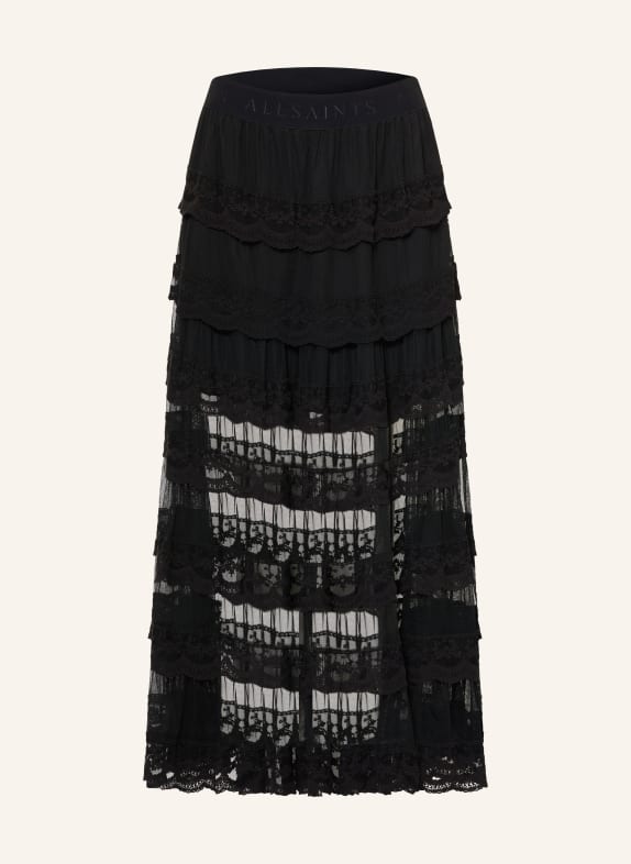 ALLSAINTS Mesh-rok MAGGIE met kant ZWART