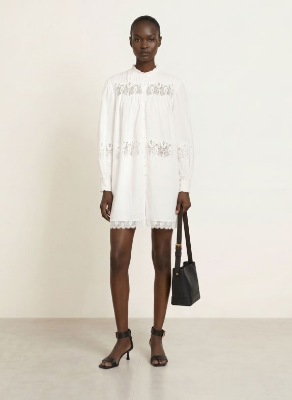 ALLSAINTS Kleid TALISA mit Spitze und Rüschen WEISS