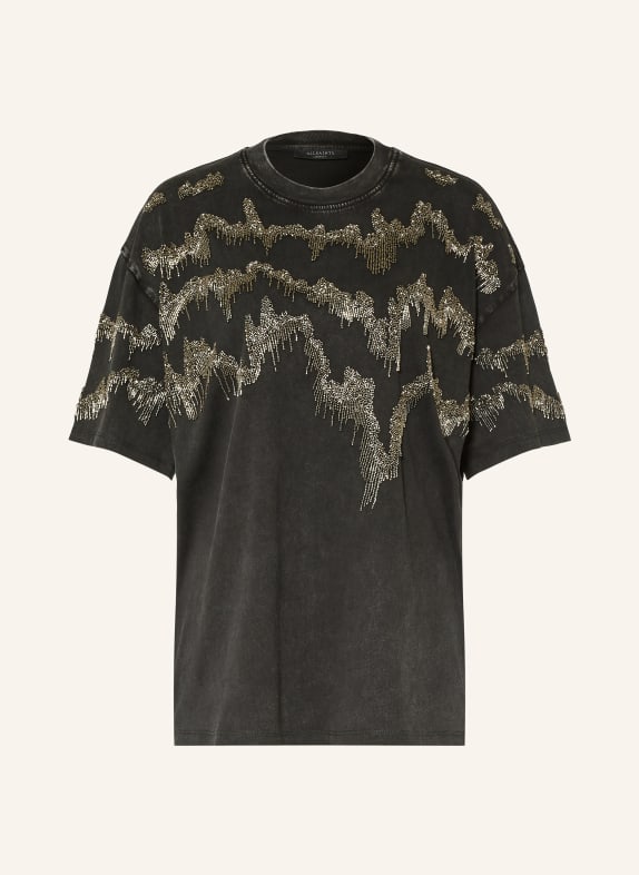 ALLSAINTS T-shirt MAIA ETTA met sierstenen ZWART / ZILVER / PLATINA