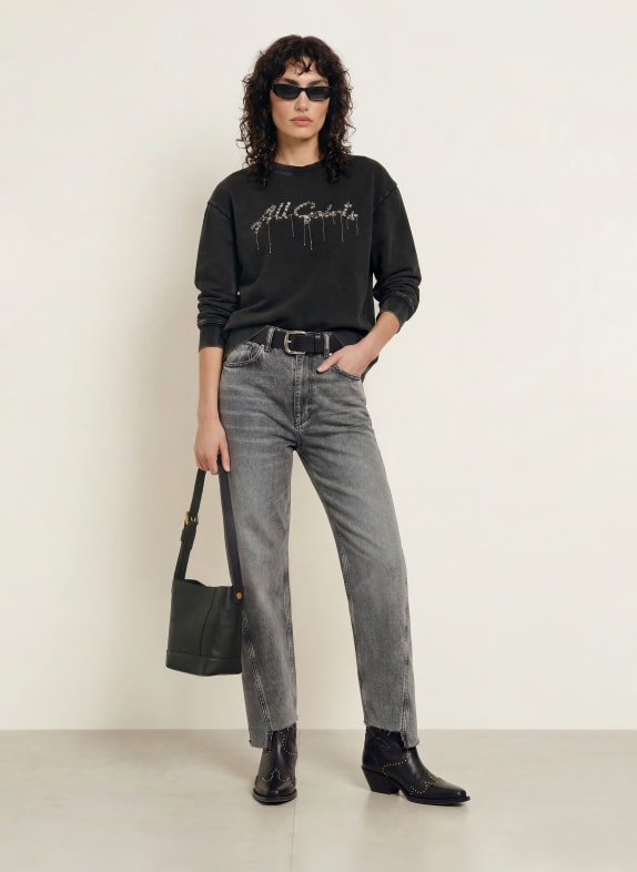 ALLSAINTS PIPPA-Sweatshirt met sierstenen en pailletten ZWART / ZILVER