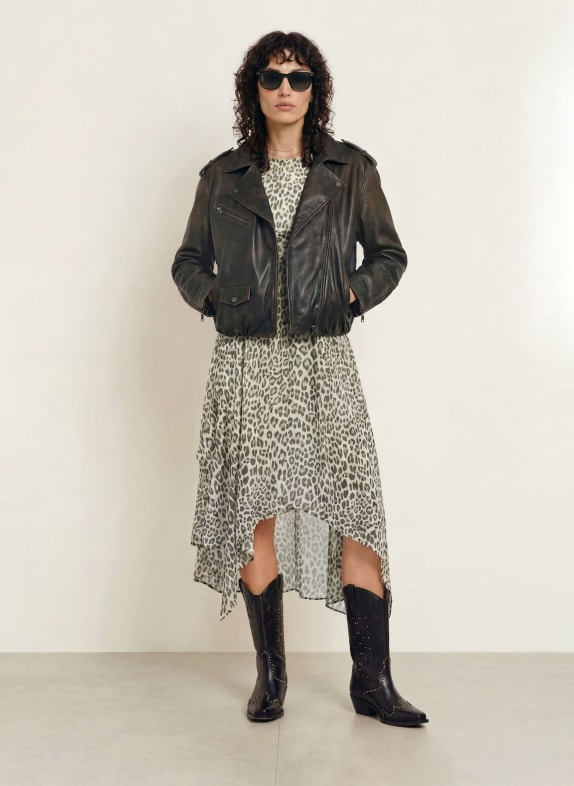 ALLSAINTS Jurk ARWEN DONKERGROEN / BEIGE / LICHTGROEN