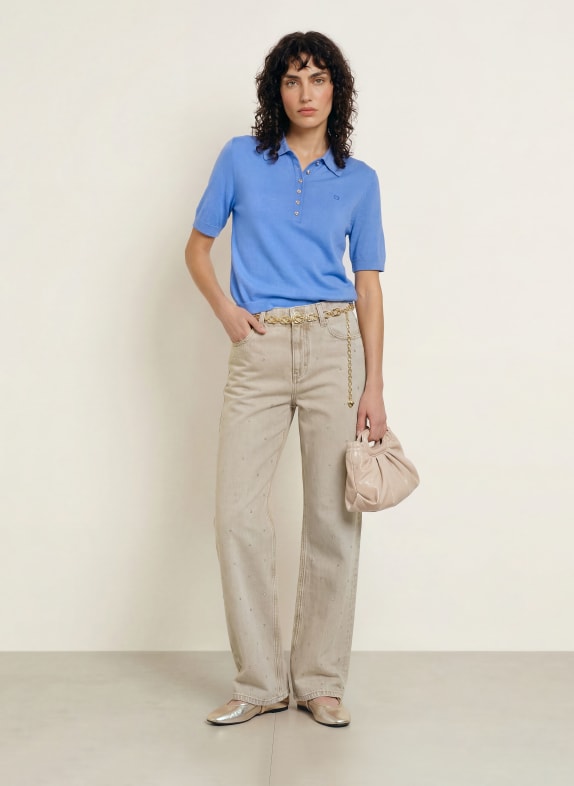 maje Wide Leg Jeans mit Schmucksteinen 0130 BEIGE