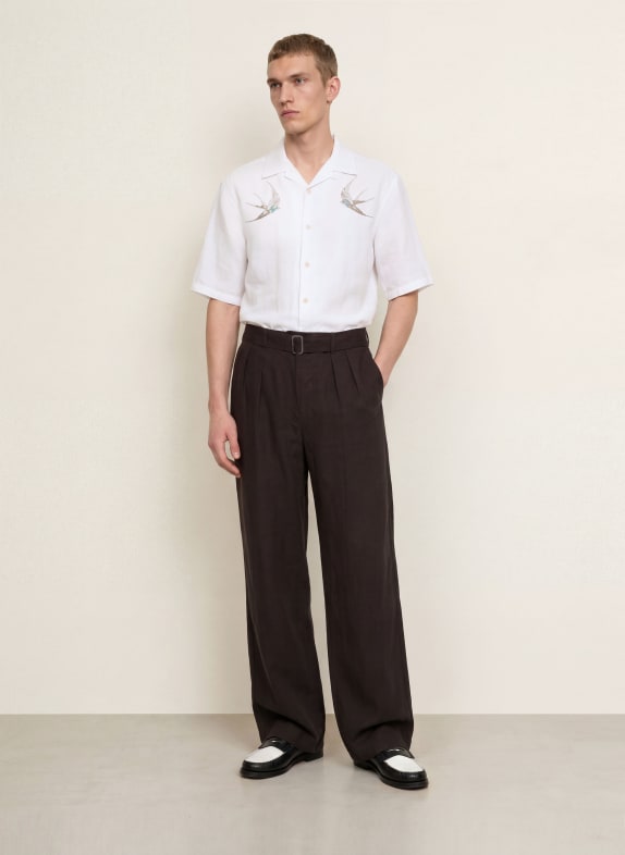 ALLSAINTS Resort-overhemd met oversized pasvorm van linnen WIT / LICHTGRIJS / KAKI