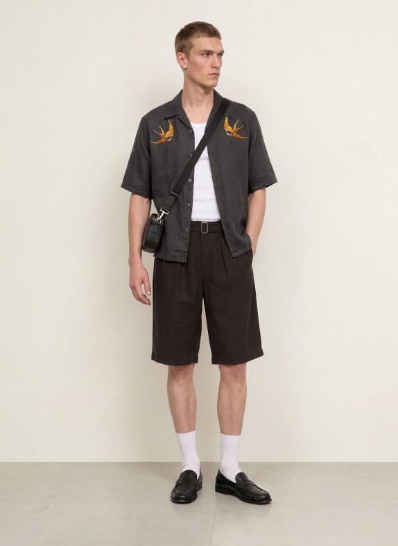 ALLSAINTS Resort-overhemd met oversized pasvorm van linnen ZWART