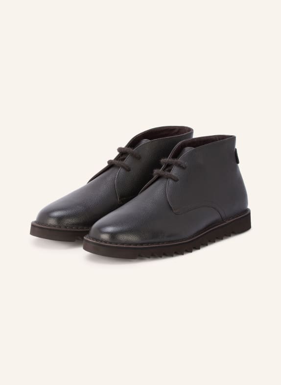 ALLSAINTS Šněrovací boty SLIX TMAVĚ HNĚDÁ