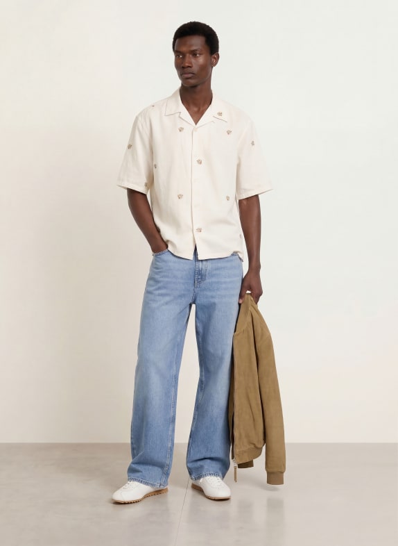 ALLSAINTS Resort-overhemd FELINE Oversize Fit van linnen ECRU / GRIJS / ROOD