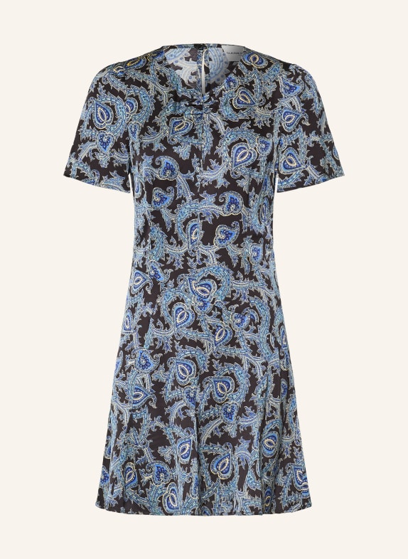 CLAUDIE PIERLOT Satinkleid BLAU / CREME / SCHWARZ