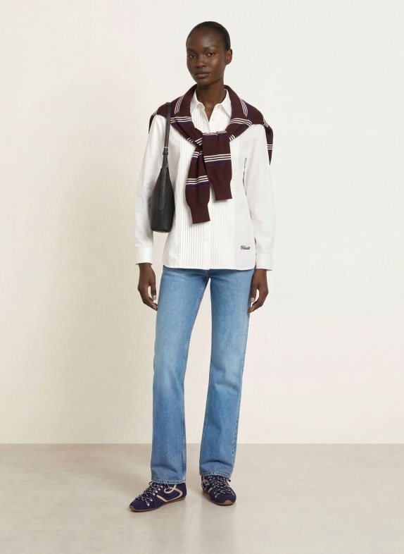 CLAUDIE PIERLOT Hemdbluse WEISS / DUNKELBRAUN
