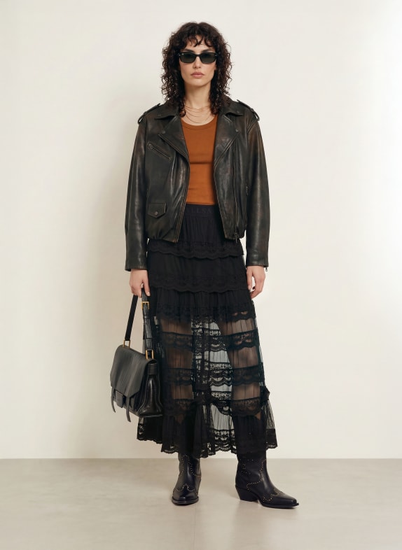 ALLSAINTS Leren jas SAMINA ZWART