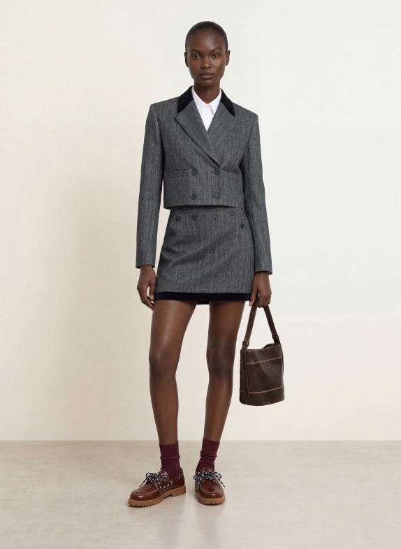CLAUDIE PIERLOT Cropped-Blazer DUNKELBLAU / WEISS