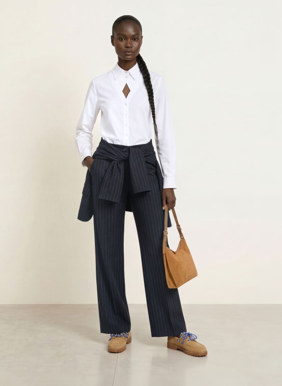 CLAUDIE PIERLOT Hemdbluse mit Cut-out und Schmuckperlen WEISS