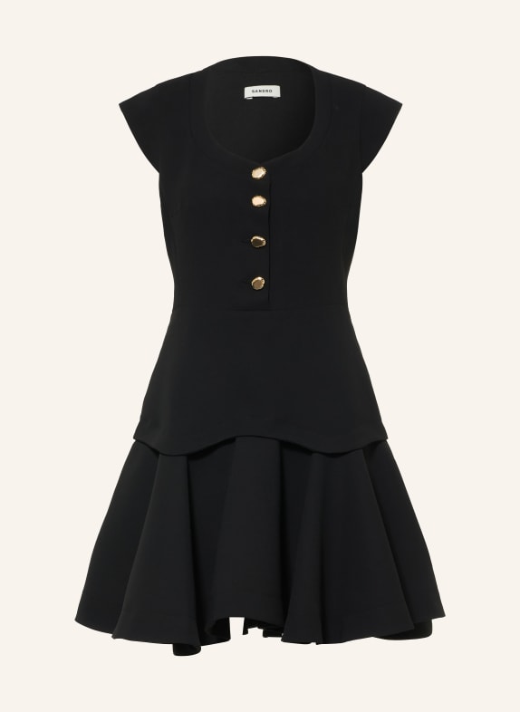 SANDRO Kleid mit Volants SCHWARZ