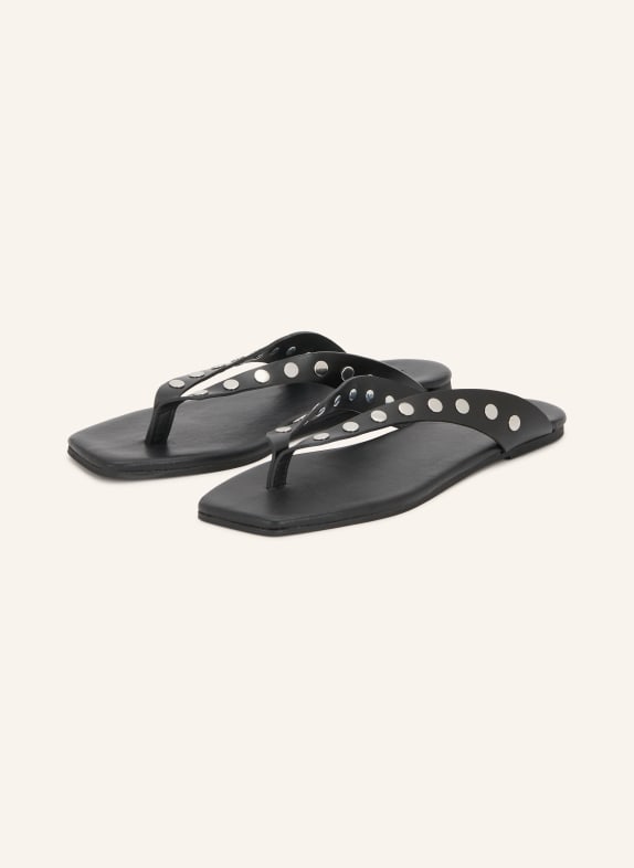 ALOHAS OLA Thong Sandals with Studs BLACK