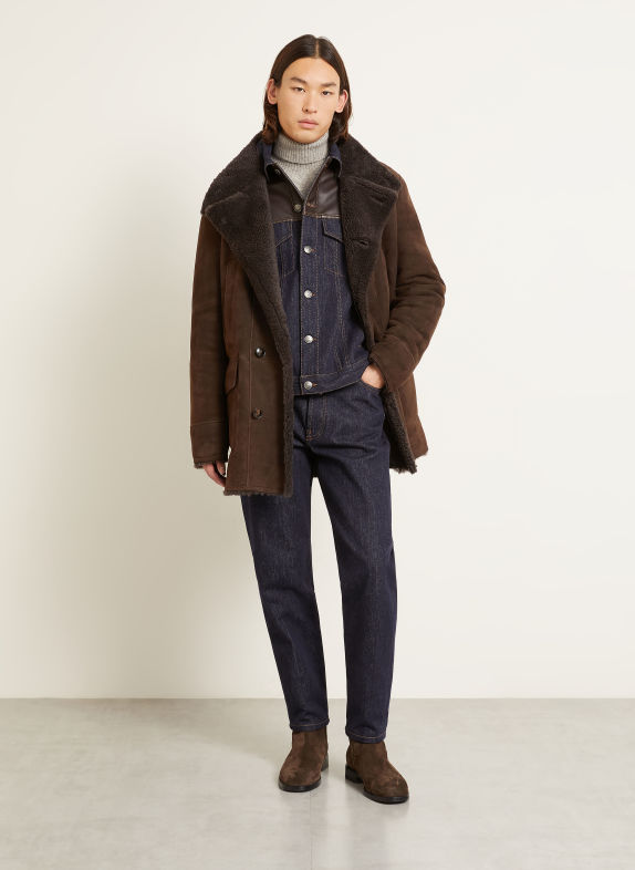 manzoni 24 Leren jas MARRON FONCÉ