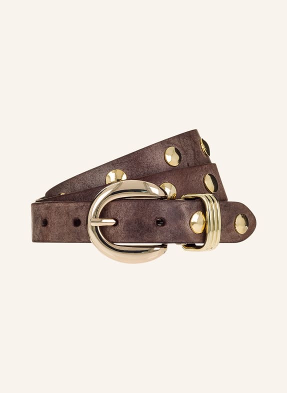 b.belt Ledergürtel mit Nieten TAUPE / GOLD