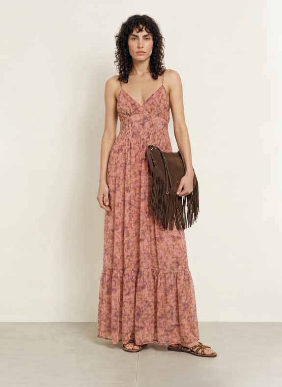 ba&sh Kleid AGNES mit Plissees ALTROSA / BRAUN / LILA