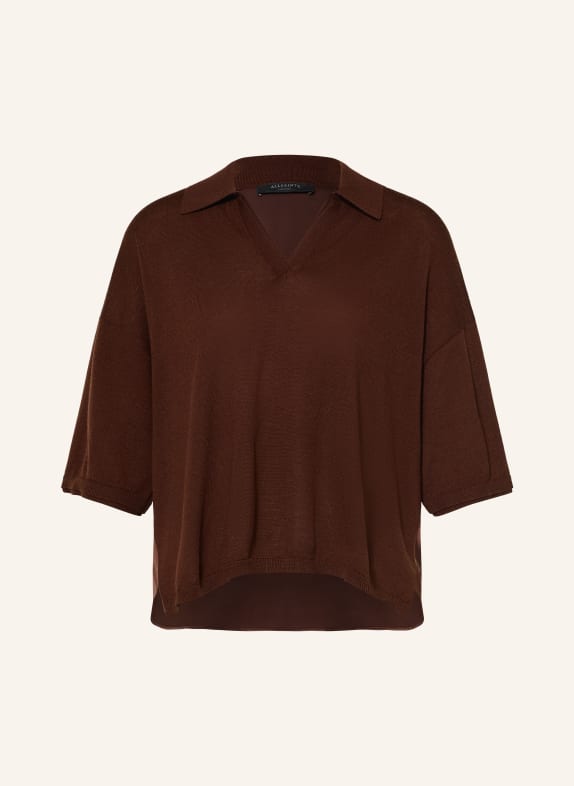 ALLSAINTS BERN Knit shirt in a Blend of Fabrics BROWN