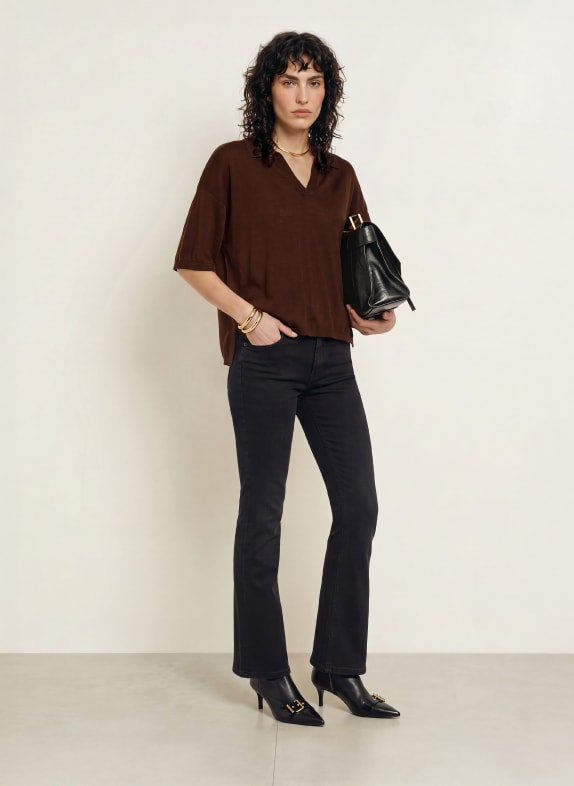 ALLSAINTS Gebreid shirt BERN in een mix van materialen BRUIN