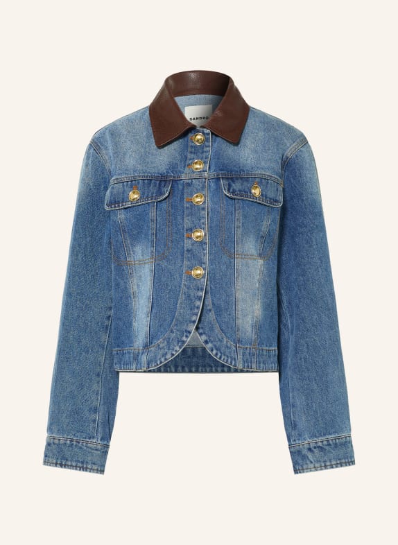 SANDRO Jeansjacke mit Leder 4785 BLUE JEAN