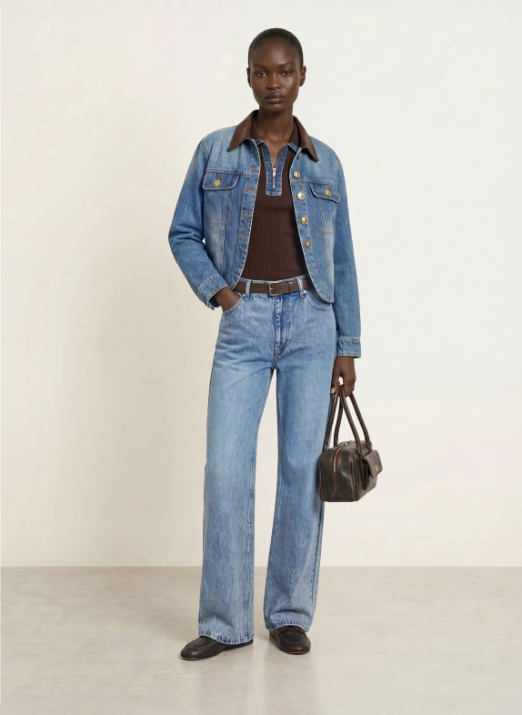 SANDRO Jeansjacke mit Leder 4785 BLUE JEAN