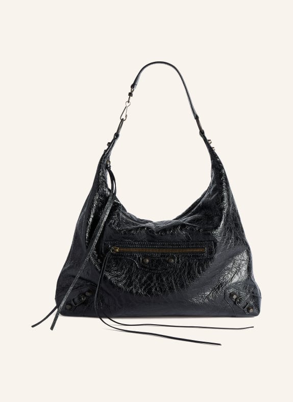 BALENCIAGA Beuteltasche LE CITY MEDIUM mit Nieten SCHWARZ