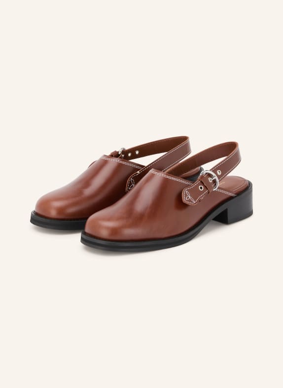 CLAUDIE PIERLOT Czółenka typu slingback BRĄZOWY