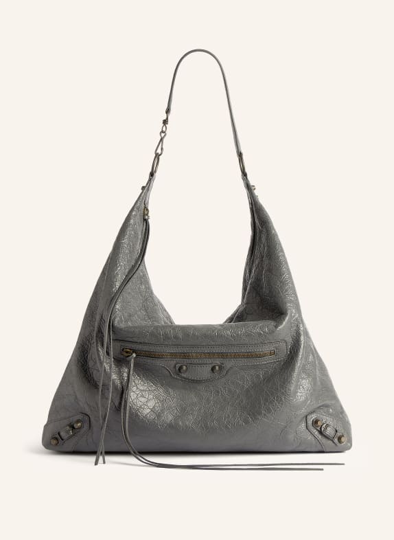 BALENCIAGA Schultertasche LE CITY LARGE mit Nieten GRAU