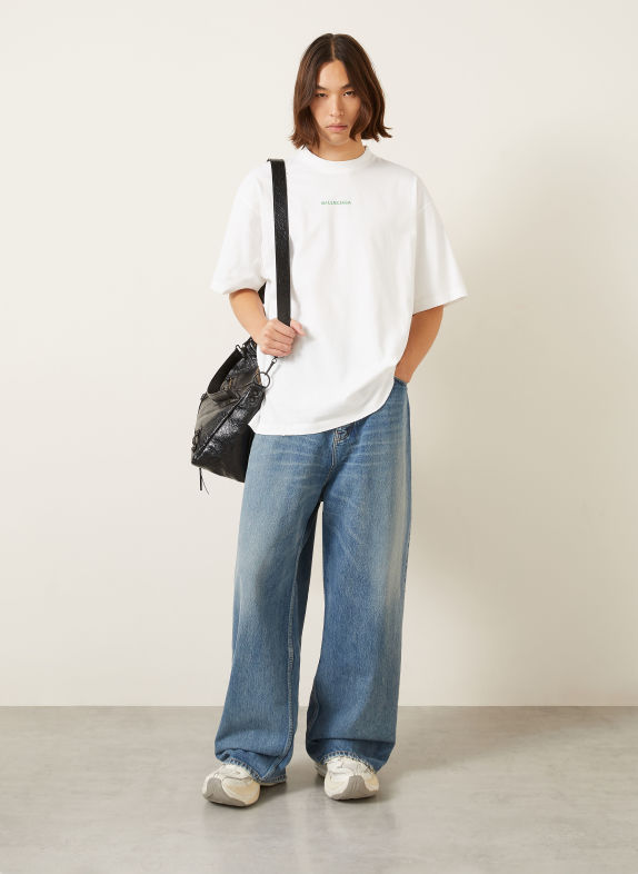BALENCIAGA T-shirt oversize BLANC / VERT