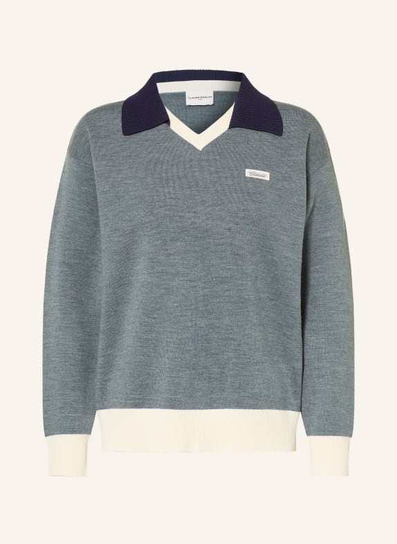 CLAUDIE PIERLOT Sweter SZARONIEBIESKI / GRANATOWY / BIAŁY