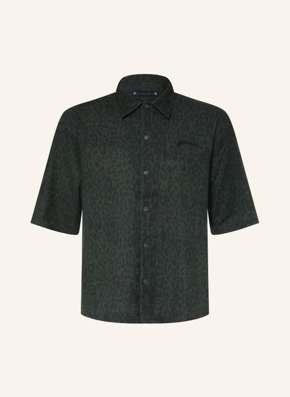 ALLSAINTS Kurzarm-Hemd LEOPARDO Oversized Fit DUNKELGRÜN / SCHWARZ