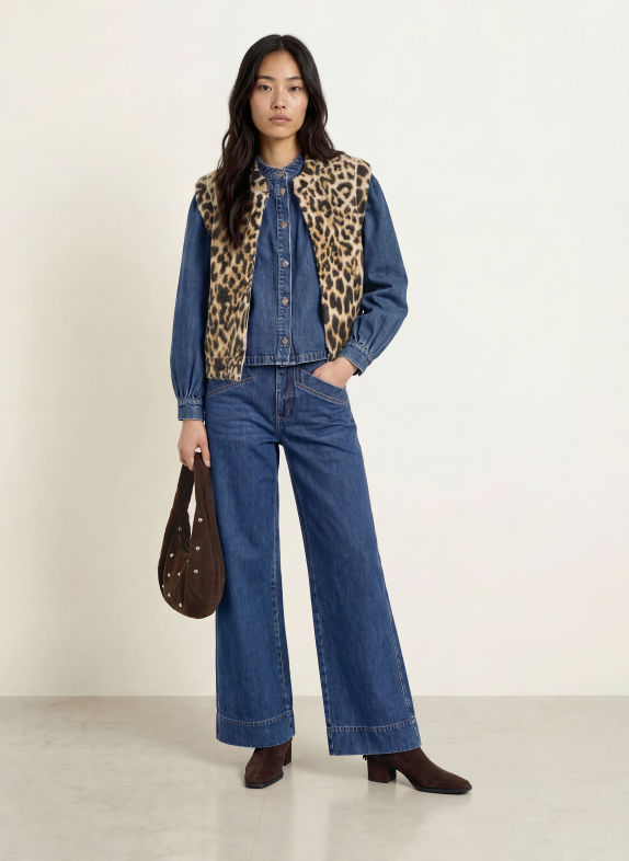 RINO & PELLE Gebreid vest ELONA MARRON FONCÉ / LICHTBRUIN / BEIGE