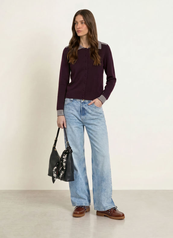 CLAUDIE PIERLOT Strickjacke DUNKELLILA