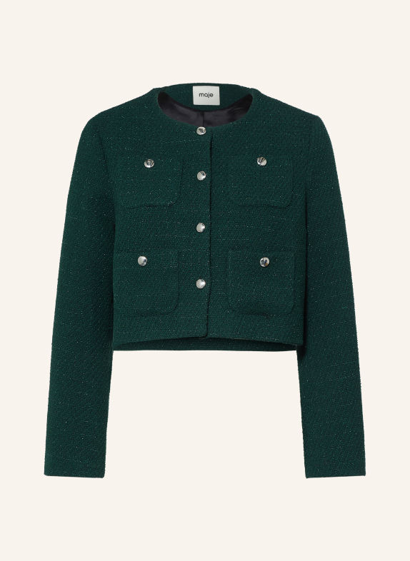 maje Kastenjacke aus Tweed mit Glitzergarn DUNKELGRÜN