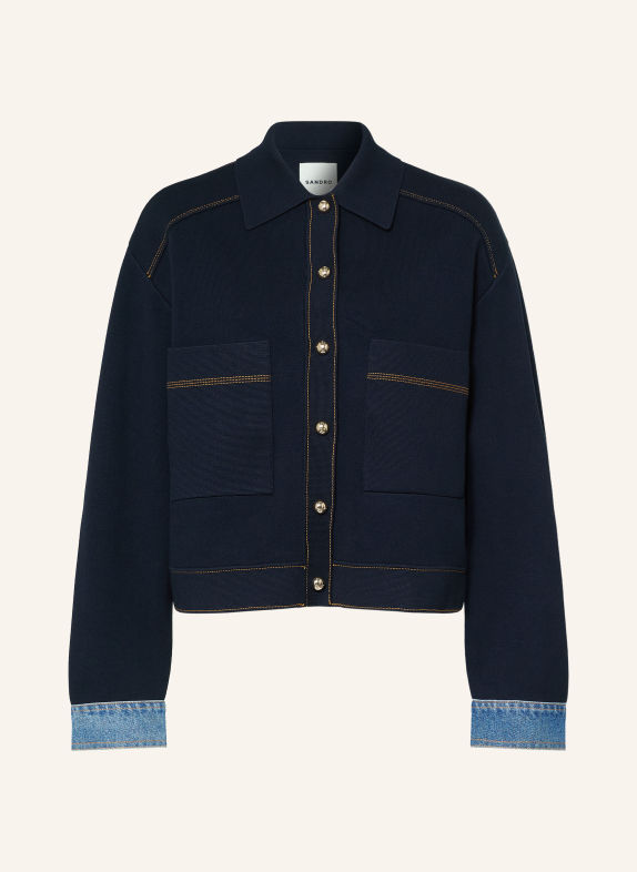 SANDRO Jacke in Jeansoptik im Materialmix DUNKELBLAU / HELLBLAU