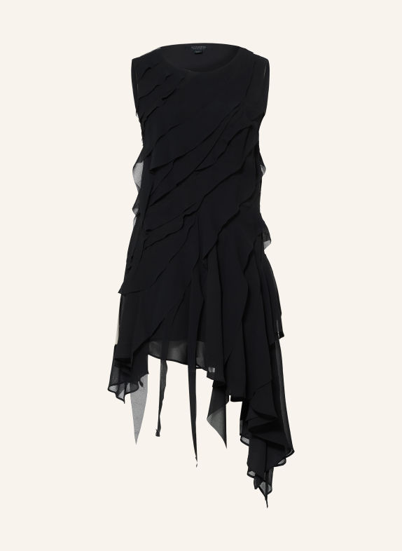 ALLSAINTS ANGIE-jurk met volants ZWART