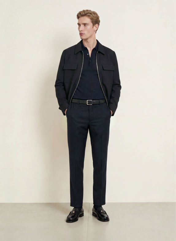 JOHN SMEDLEY BRADWELL Knit polo shirt DARK BLUE