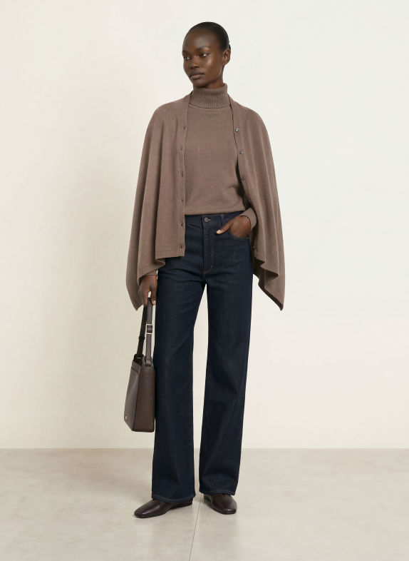 rosemunde Poncho with cashmere BROWN