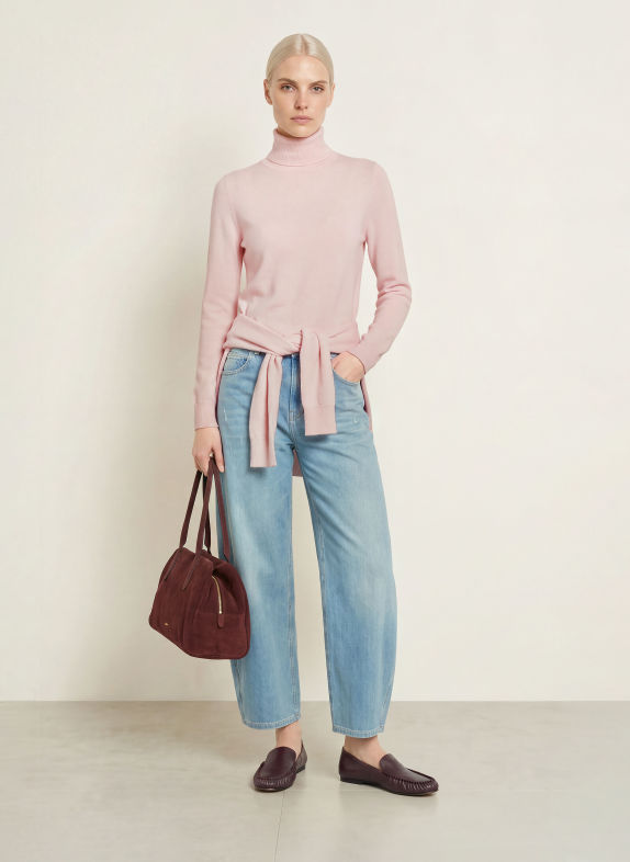 REPEAT Rollkragenpullover aus Cashmere HELLROSA