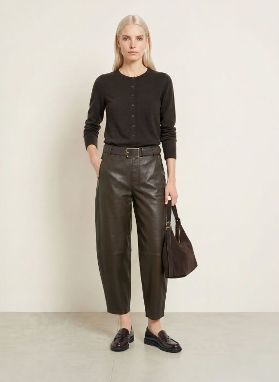 REPEAT Cashmere cardigan DARK BROWN