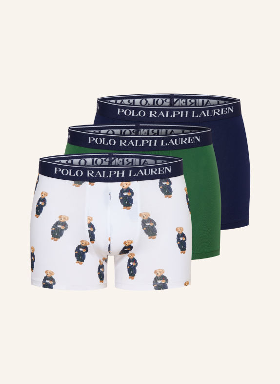 POLO RALPH LAUREN Set van 3 boxershorts GROEN / DONKERBLAUW / WIT
