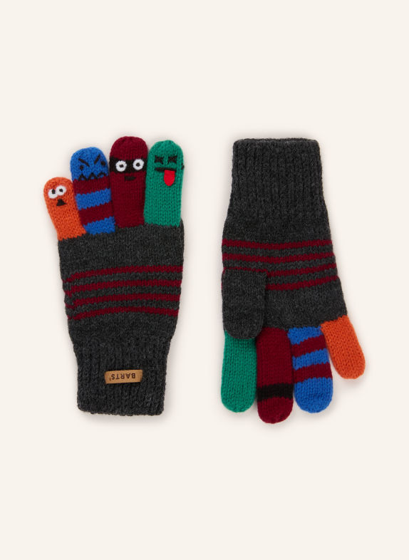 Barts Gants PUPPETEER GRIS FONCÉ / VERT / BLEU