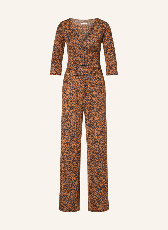 marivie Jersey jumpsuit JUMP IN! met 3/4-mouwen CAMEL / BRUIN / ZWART