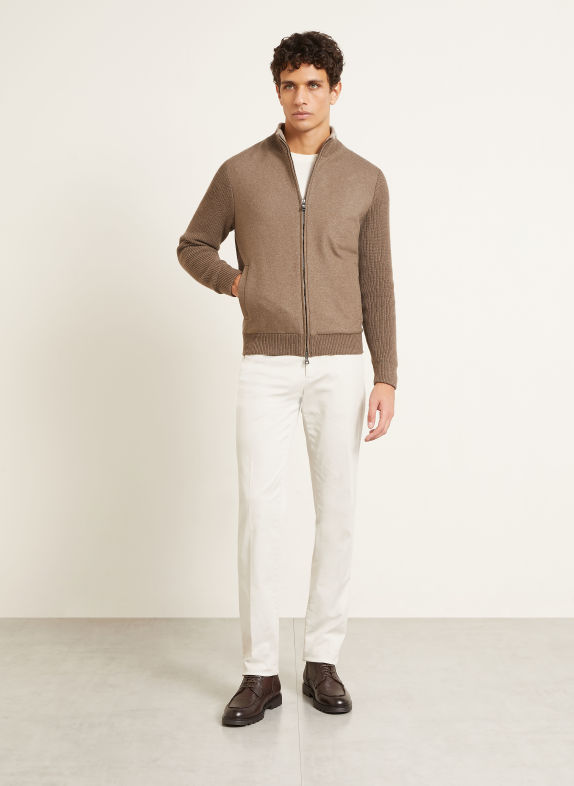 FIORONI Gebreide vest in verschillende materialen TAUPE
