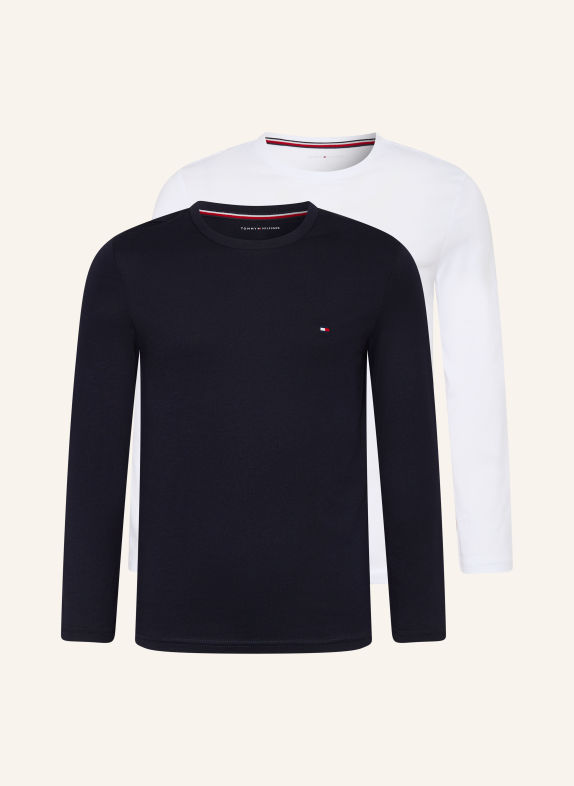 TOMMY HILFIGER Pachet de 2 tricouri cu mânecă lungă ALBASTRU ÎNCHIS / ALB