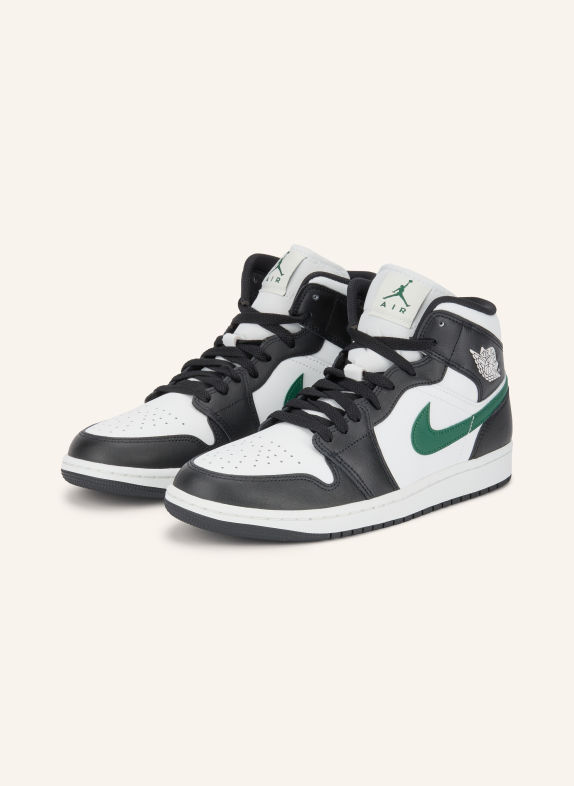 JORDAN Högskärade sneakers AIR JORDAN 1 MID VIT / MÖRKGRÖN / SVART