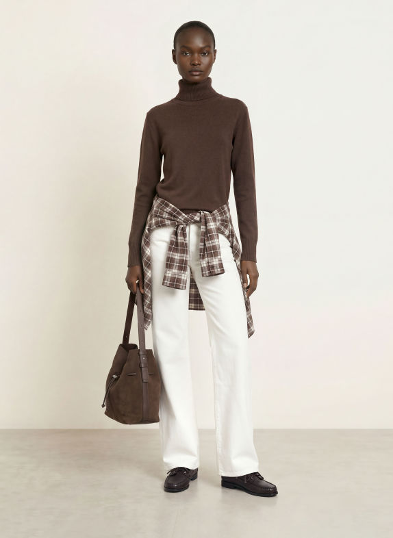 rosemunde Turtleneck sweater LAICA with cashmere DARK BROWN