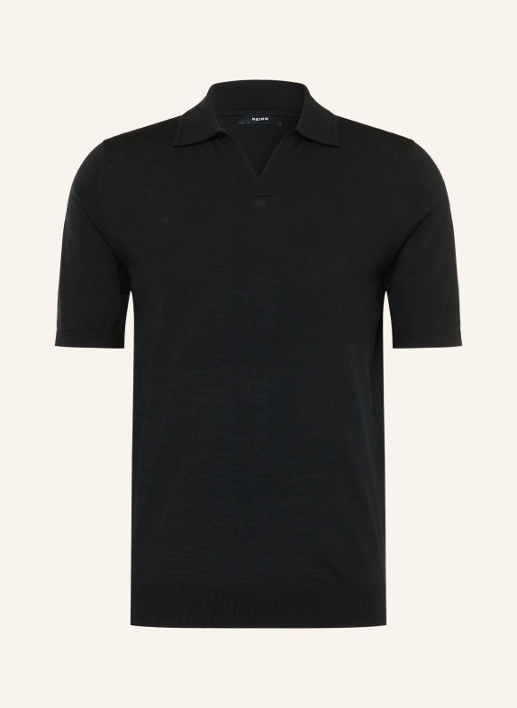 REISS Strick-Poloshirt DUCHIE aus Merinowolle SCHWARZ